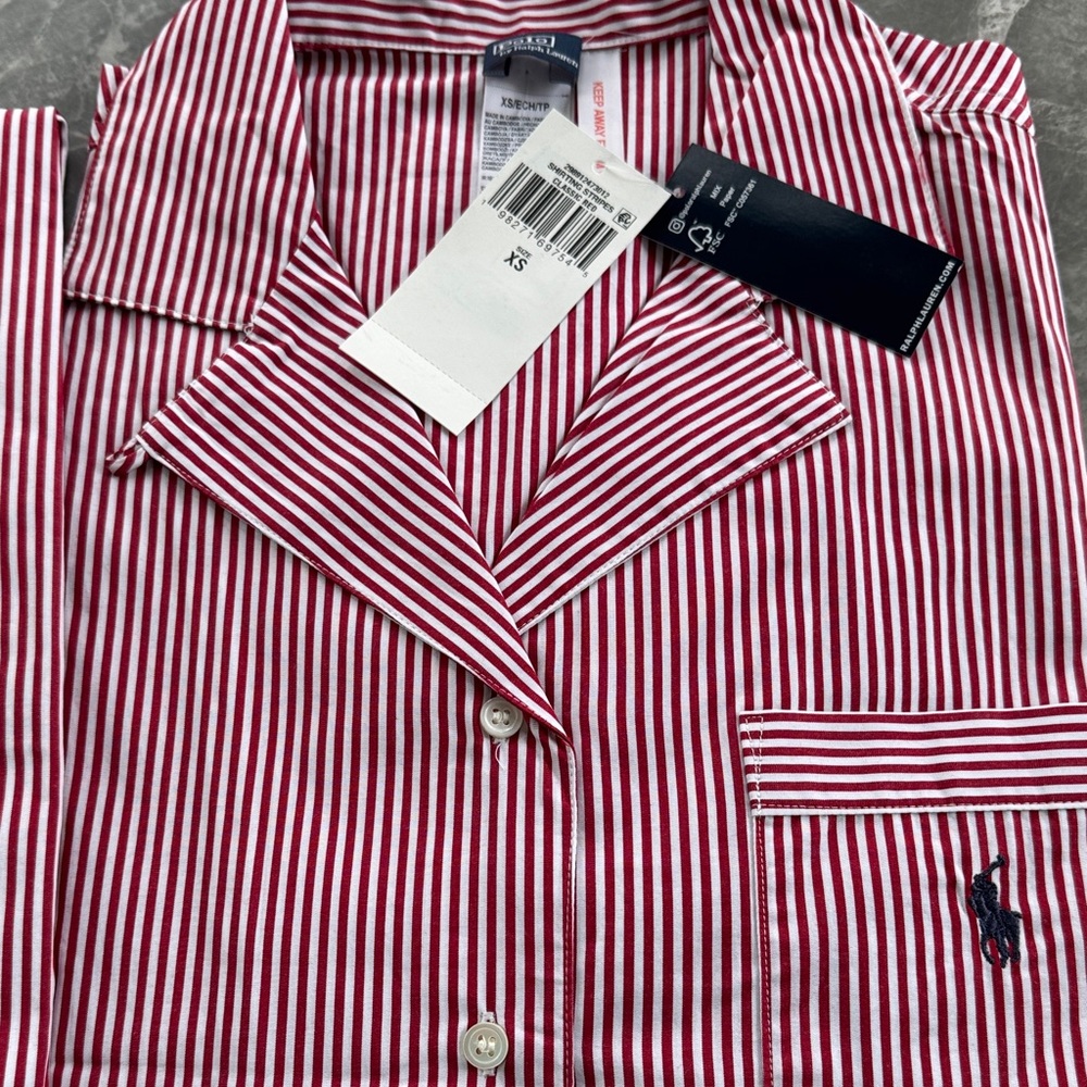 Polo by Ralph Lauren Red and White Striped Pajama set